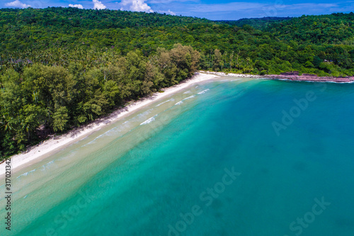 Tropical sea island white sand beach turquoise water