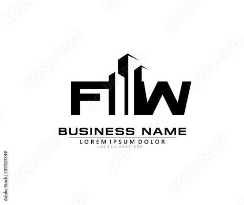 F W FW Initial building logo concept