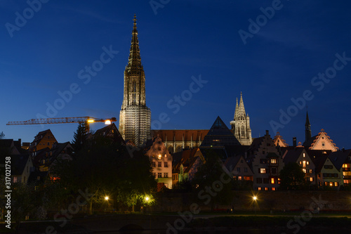 minster and houses of ulm in the blue hour