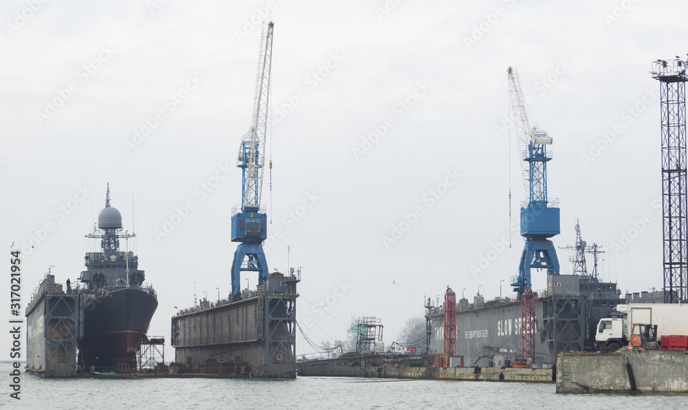 Fototapeta premium Two floating docks to repair ships