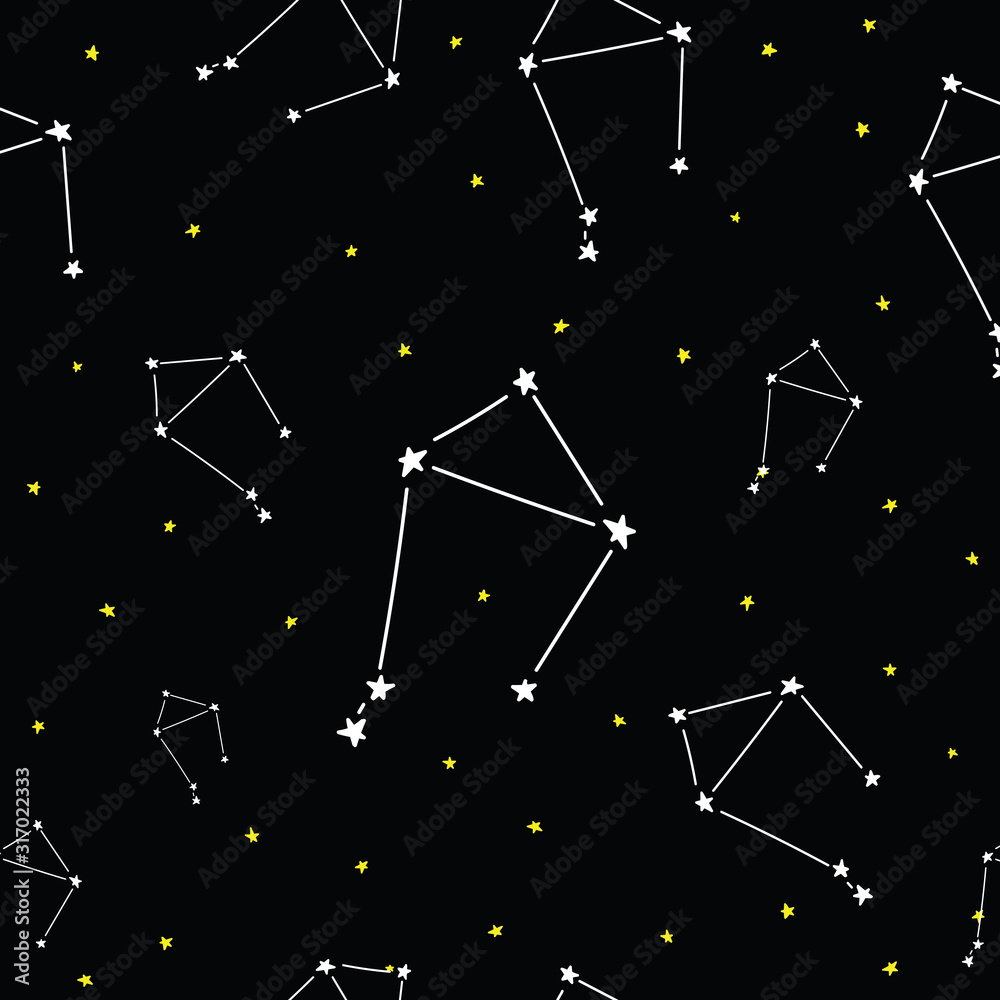 Constellation stars set horoscope decoration seamless pattern Constellation stars set horoscope decoration seamless pattern
