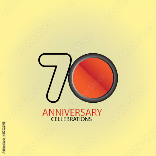 70 Year Anniversary Vector Template Design Illustration