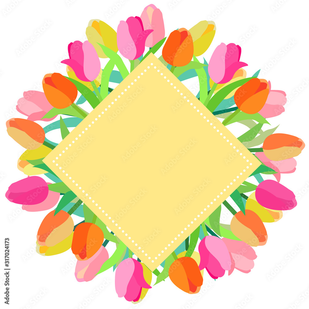 チューリップの花フレームイラスト Stock Vector Adobe Stock