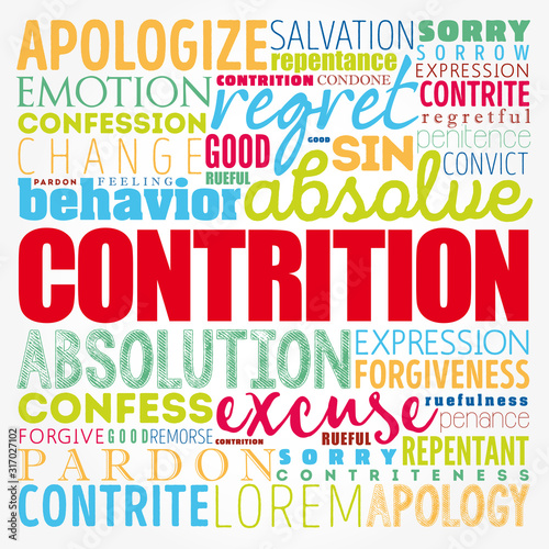 Contrition word cloud collage, concept background