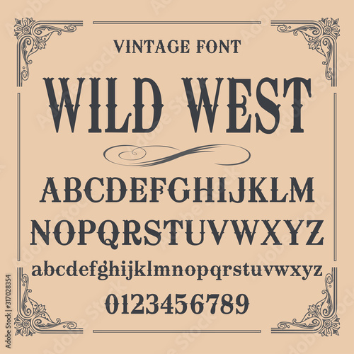  Font, Typeface, Script, Old style - vintage script font. Vector typeface for labels and any type designs Hand drawn typeface. Font illustration