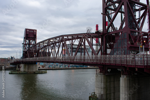Roosevelt Island Bridge over the East River connecting to Astoria Queens in New York City © James