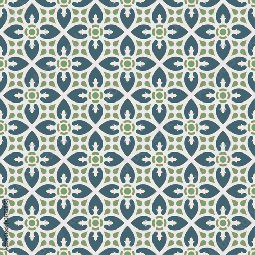 Decorative pattern for the background, tile and textiles. It is assembled from modular parts. Vector. Seamless.