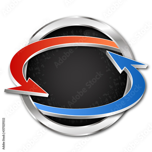 Air conditioning arrows red and green heating and cooling symbol