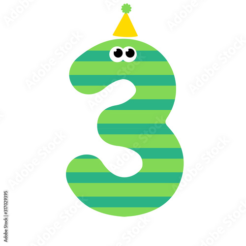 Cute happy birthday number three