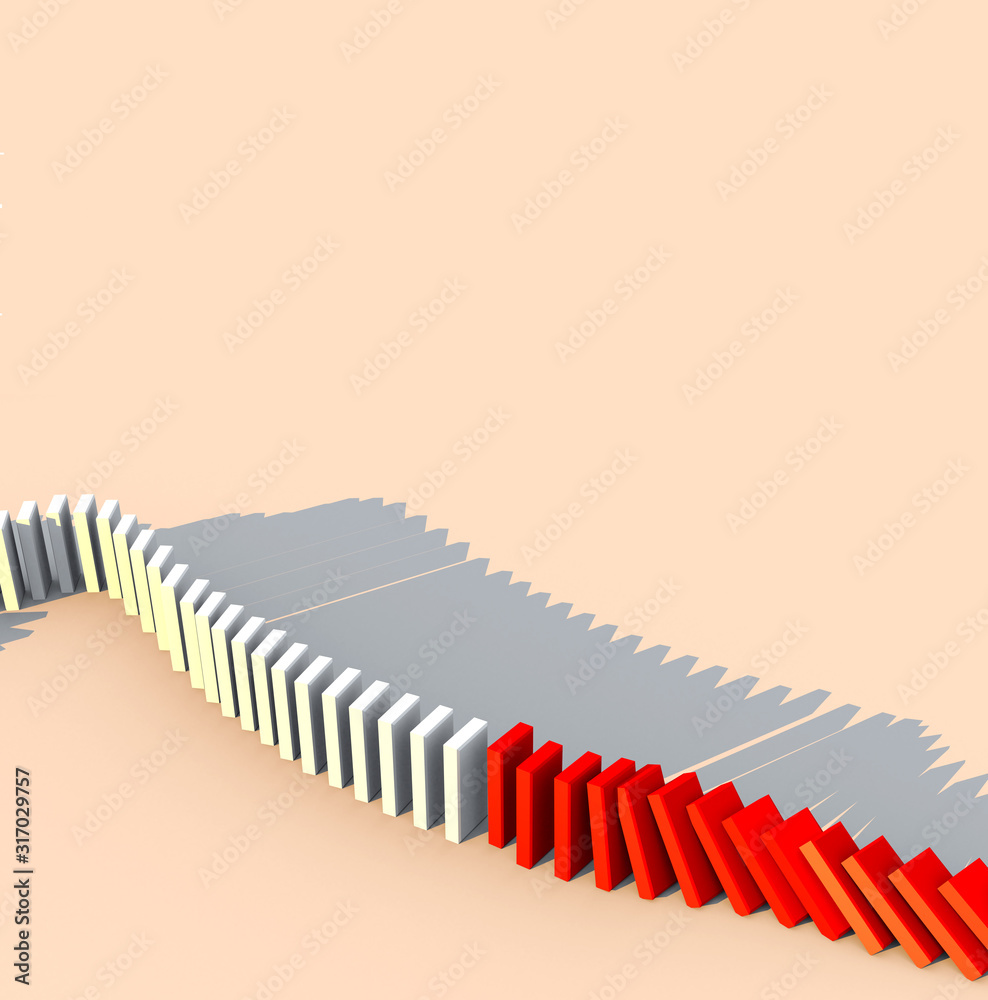 creativity business ideas concept white and red block stack in row pattern on white floor 3D illustration