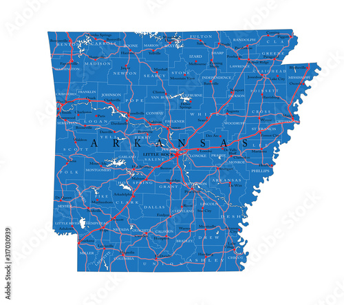 Arkansas state political map photo