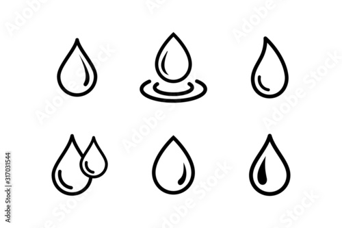 Drops icon set Water, Splash Water Drop Icons Rain Vector Logo Template Vector illustration.