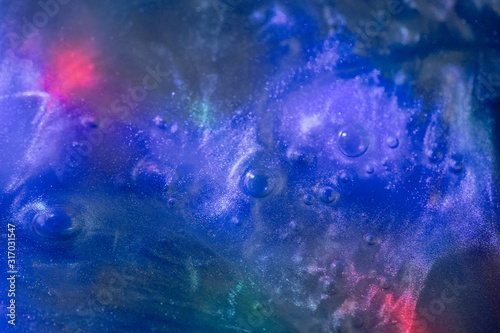 Simulation of galaxies, nebulae and neon lights in the starry night sky.