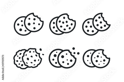 Browser Cookie Icons set. Cookies icon vector isolated on white background, logo concept sign, filled black symbol