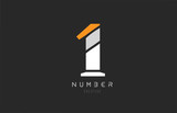 number 1 one for company logo icon design in grey orange and white colors