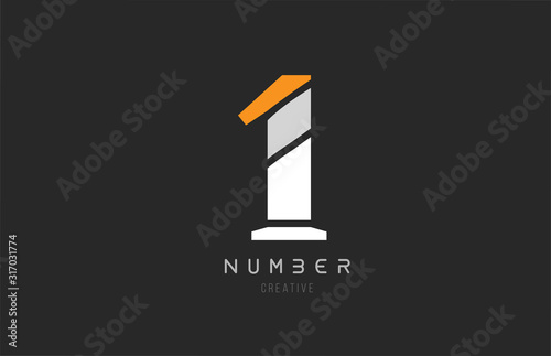number 1 one for company logo icon design in grey orange and white colors
