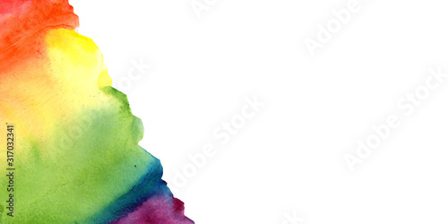 Illustration watercolor abstract banner spot seamless gradient colors of the rainbow on a white background. for design, place for text.