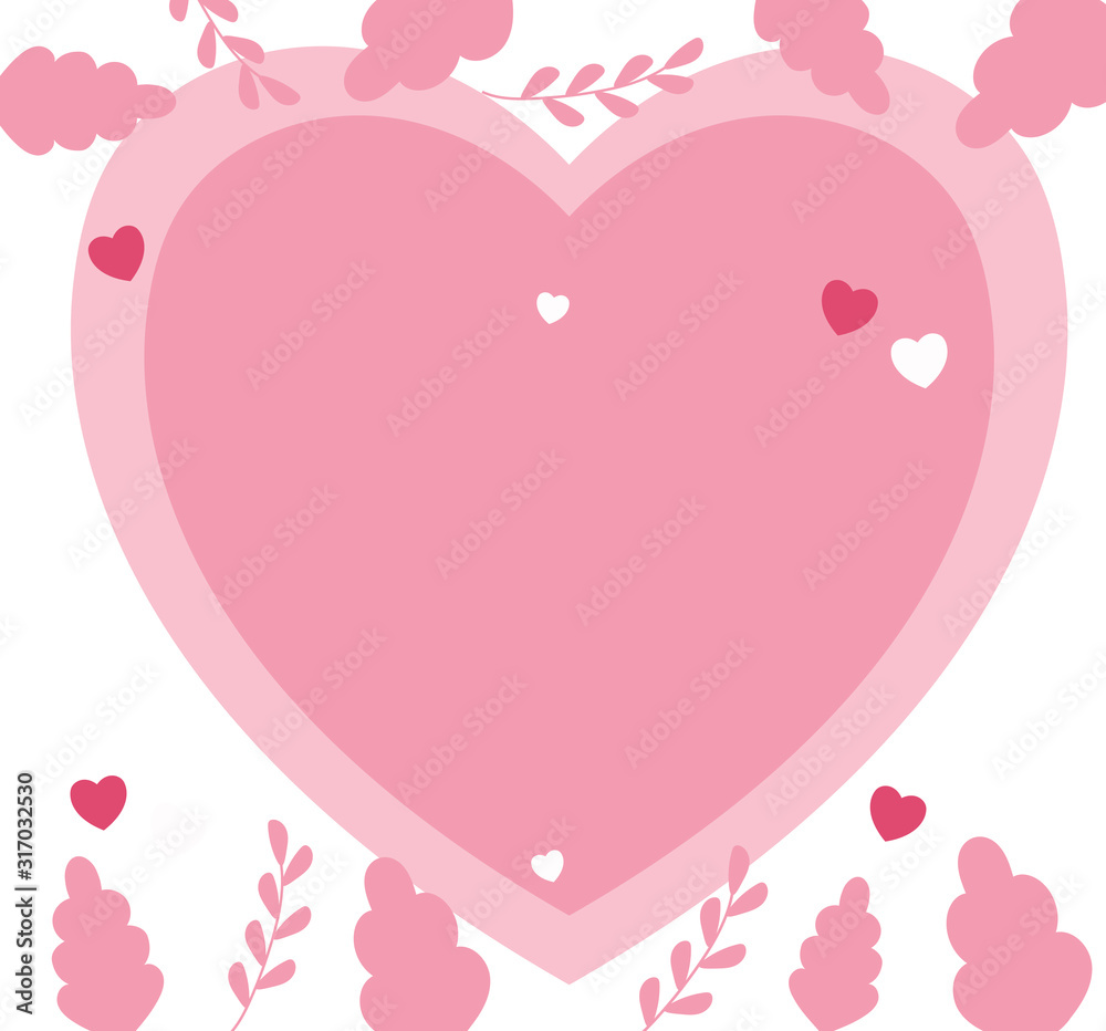 Love heart and leaves vector design