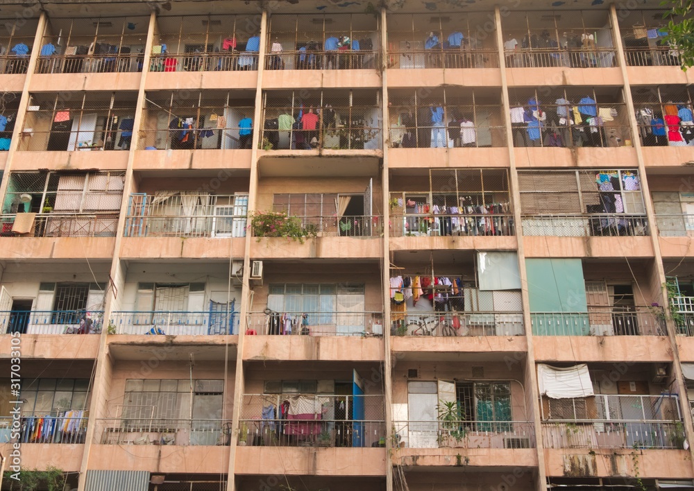 Balconies on a decaying and overcrowded apartment building in Saigon, Vietnam (Ho Chi Minh City) Balconies on a decaying and overcrowded apartment building in Saigon, Vietnam (Ho Chi Minh City)