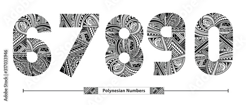 Numbers Polynesian style in a set 67890