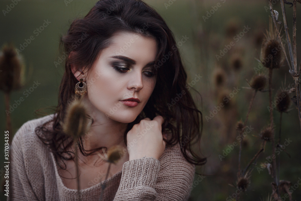 Girl resting in the village, portrait of a woman in rustic style. Girl resting in the village, portrait of a woman in rustic style.