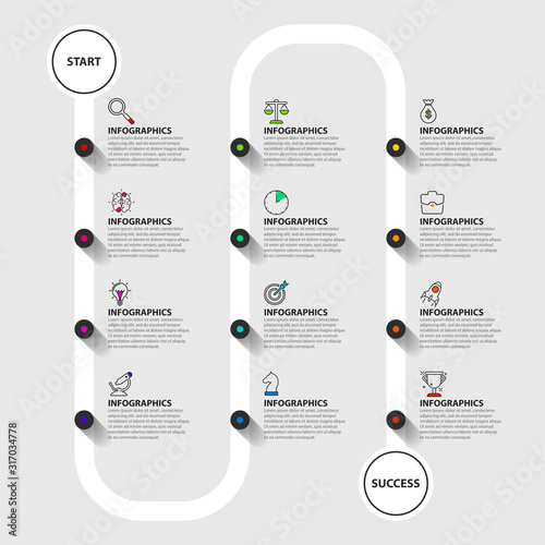 Infographic design template. Creative concept with 12 steps