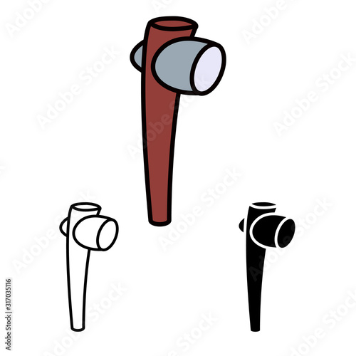 primitive weapon club line flat simle set icon