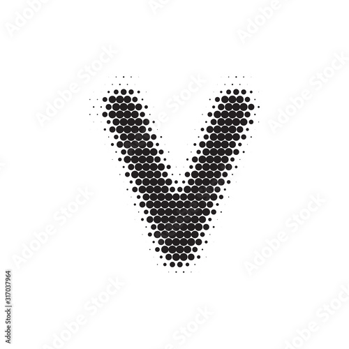 Letter V black halftone pattern font