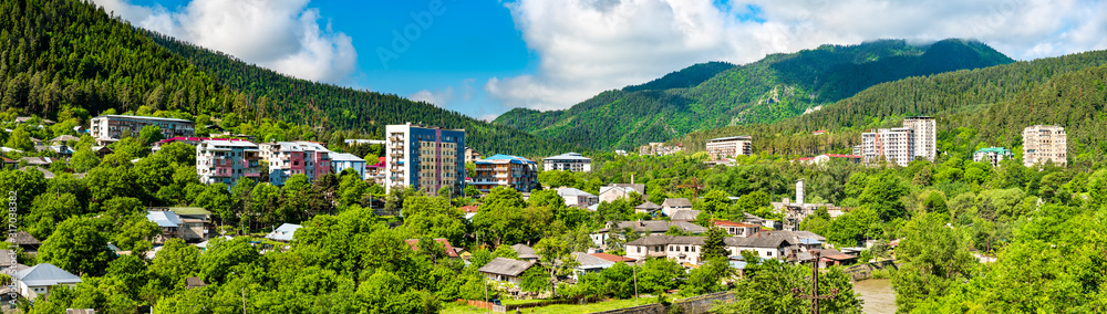 Panorama of Borjomi town in Georgia