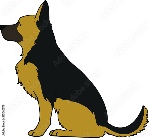 Illustration of outlined German Shepherd sitting