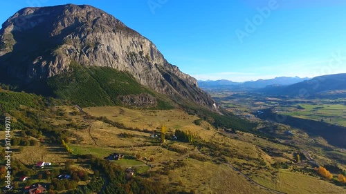 Aerial Drone Shot of Coyhaique Aysen Carretera Austral Chile Patagonia