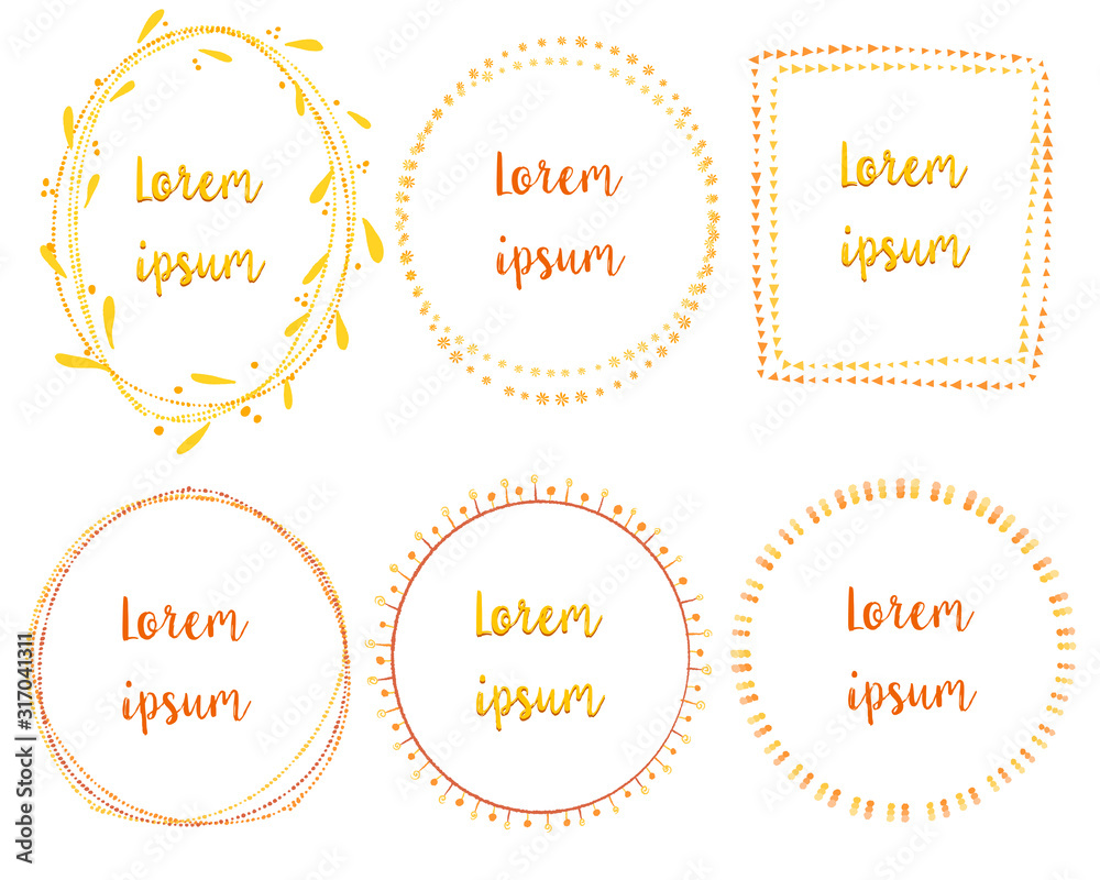 Vector Hand Drawn Doodle Border Frames Set. Сolorful design. Vector Hand Drawn Doodle Border Frames Set. Сolorful design.