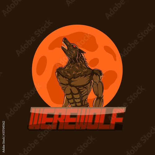 werewolf illustration for e-Sport logo, print t-shirt and poster