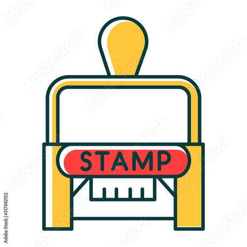 Stamp RGB color icon. Apostille and legalization. Legal paper. Notarization. Authentification. Validation, confirmation. Notary services. Isolated vector illustration