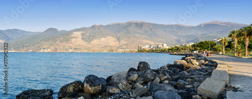 Embankment of Iskenderun city which is located on the eastern Mediterranean coast on the Gulf of Iskenderun. Iskenderun is one of the largest cities in Hatay Province. #317042522