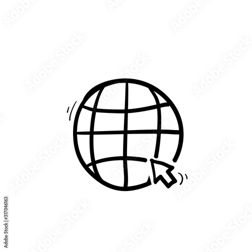 hand drawn Internet. go to website symbol vector icon illustration doodle