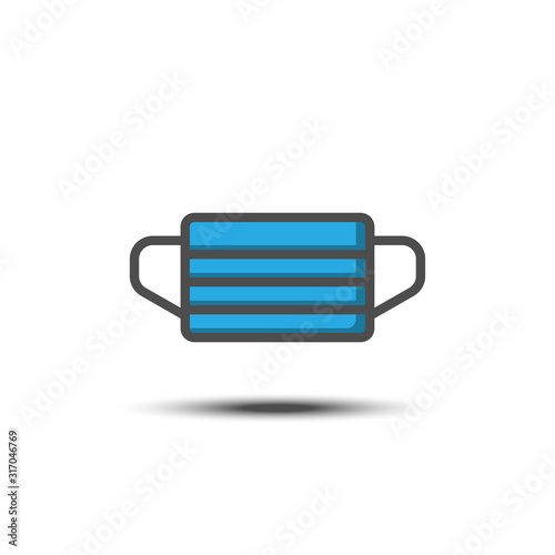 Dust mask filled line icon on white background
