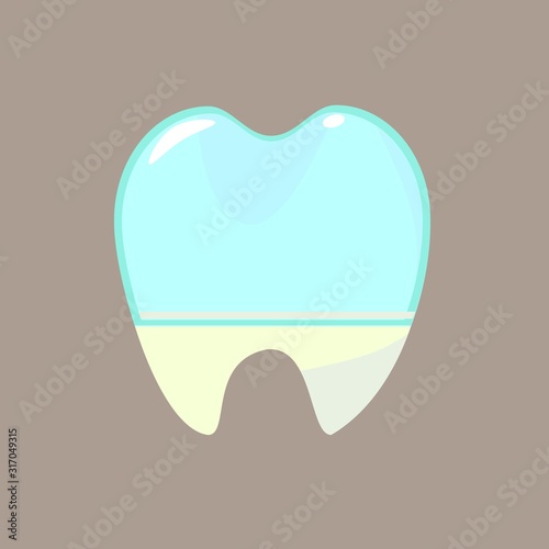 Invisible braces for teeth.Technology for teeth alignment-silicone trainer. Silicone trainer on  teeth on grey background.Flat vector illustration.