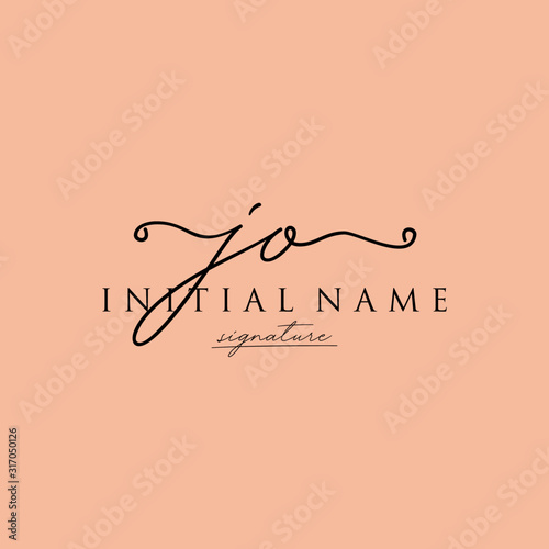 Initial letter JO Signature handwriting Logo Vector	