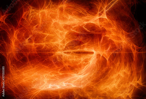 Red-orange flames, turning fire abstract background.