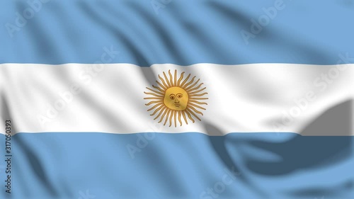 flag of argentina waving in the wind in front of green background