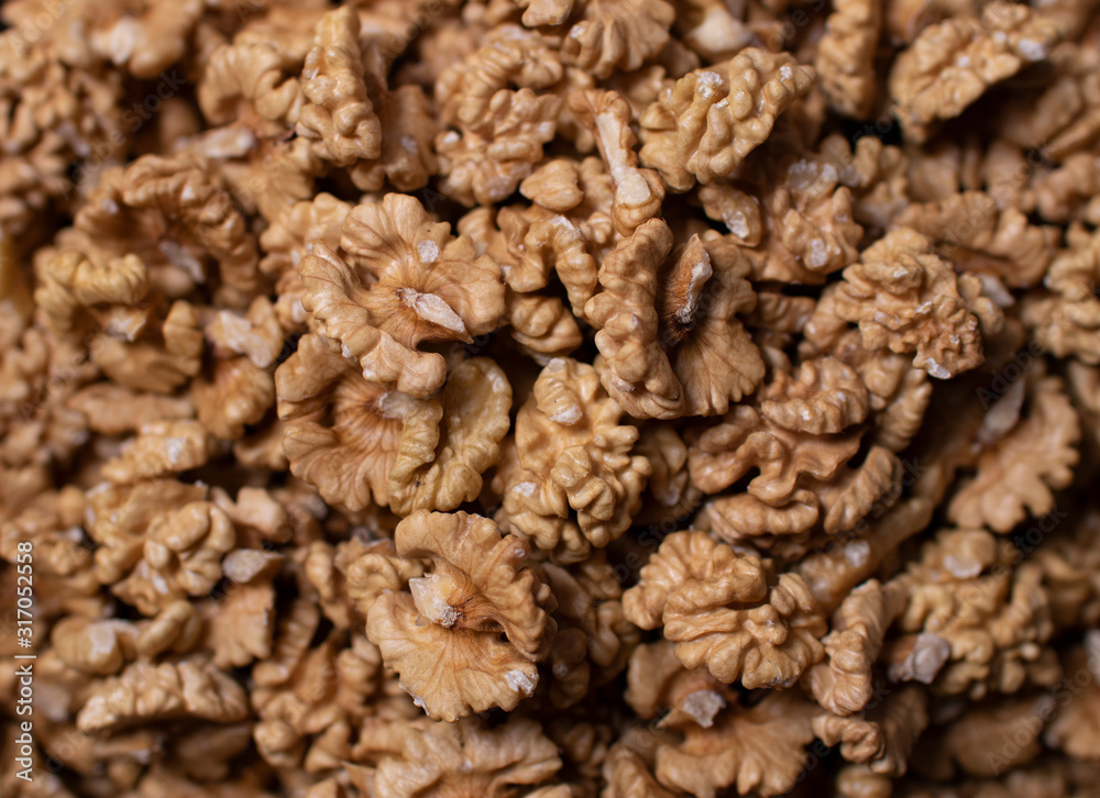 Walnut kernels close up. Top view Walnut kernels close up. Top view