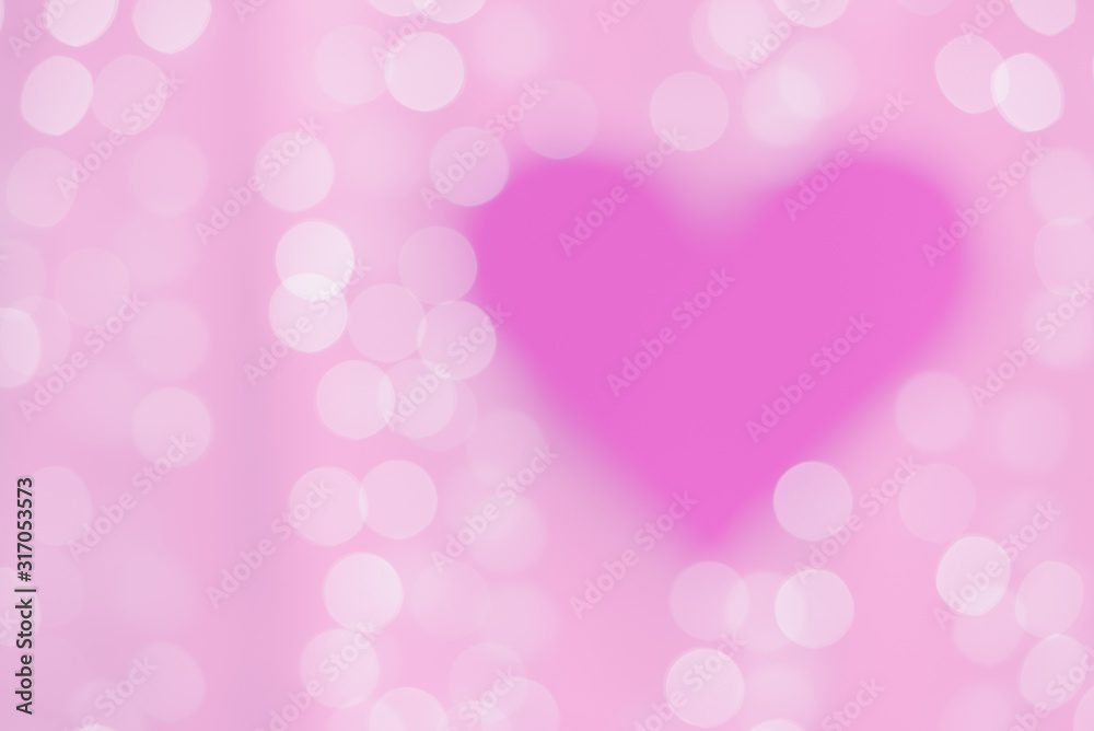 Valentine's Day bokeh background, with hearts and led lights. Copy space, soft focus