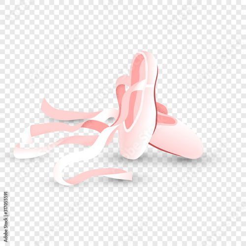 Isolated pink ballerina pointe shoes