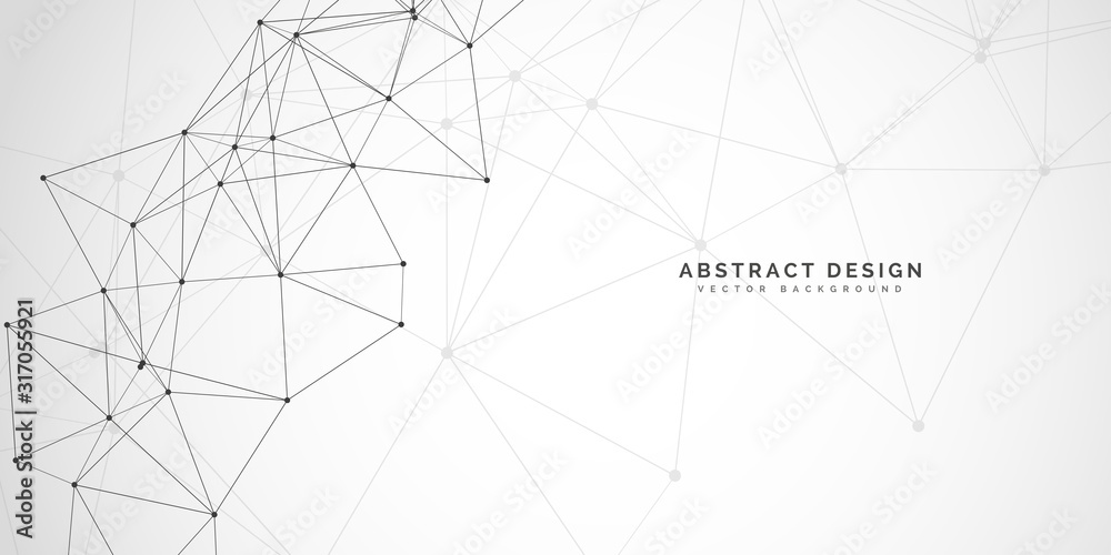 Geometric abstract background with connected line and dots. Network and connection background for your presentation. Digital technology background and network connection.  vector illustration