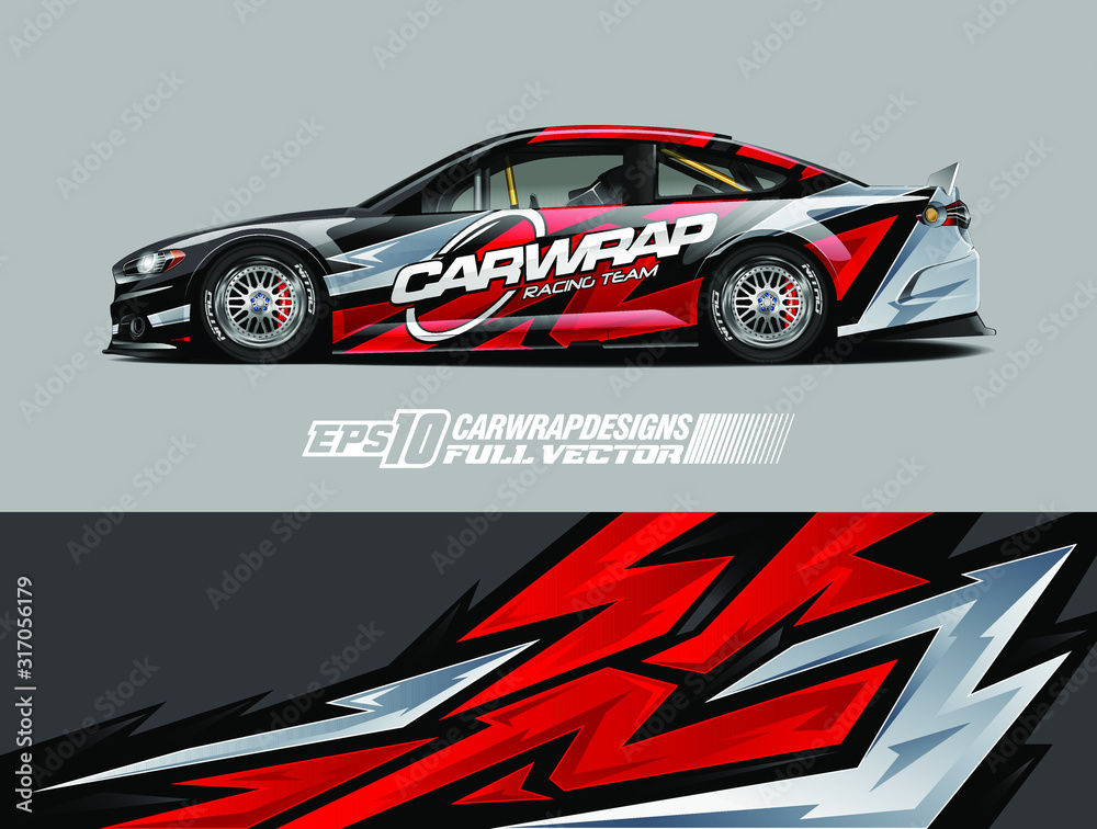 Rally car wrap decal design. Abstract stripe racing background designs for wrap cargo van, race car, pickup truck, adventure vehicle. Eps 10 Rally car wrap decal design. Abstract stripe racing background designs for wrap cargo van, race car, pickup truck, adventure vehicle. Eps 10