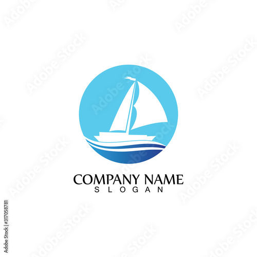 Sailing boat, Daily cruises, sea travel, vector logo-icon