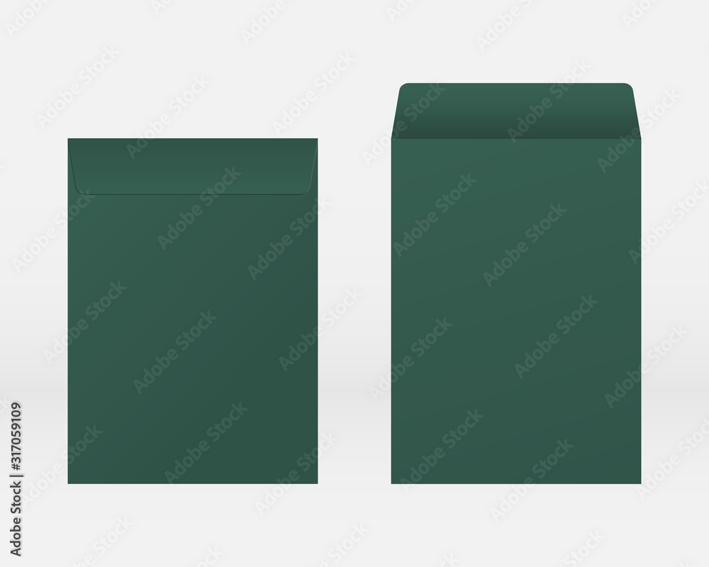 Blank realistic envelope front and back view mockup. Mockup vector isolated. Template design. Realistic vector illustration.