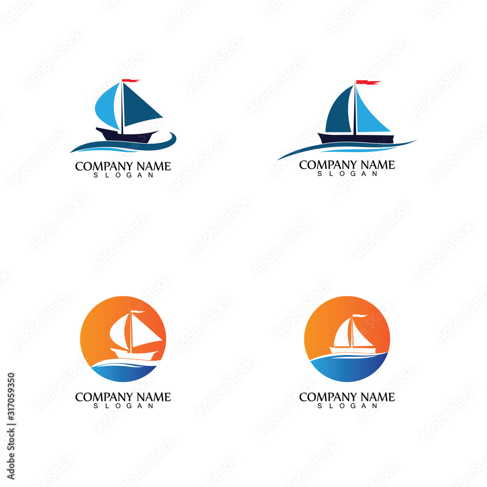 Sailing boat, Daily cruises, sea travel, vector logo-icon Sailing boat, Daily cruises, sea travel, vector logo-icon