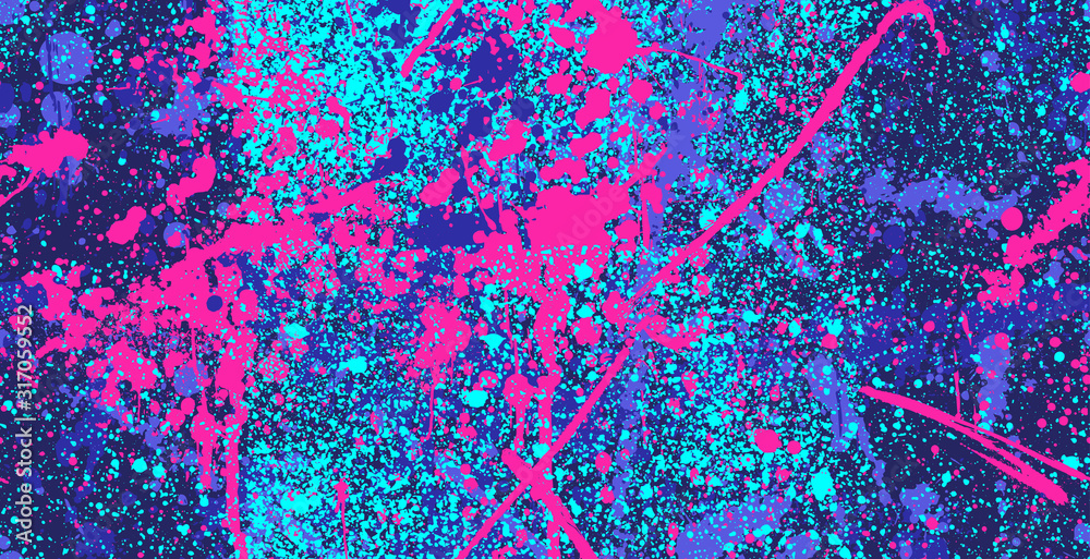 Seamless stained grunge camouflage. Trendy print. Seamless pattern with neon flowers, perfect for clothes. Grunge spray camouflage. Vector illustration